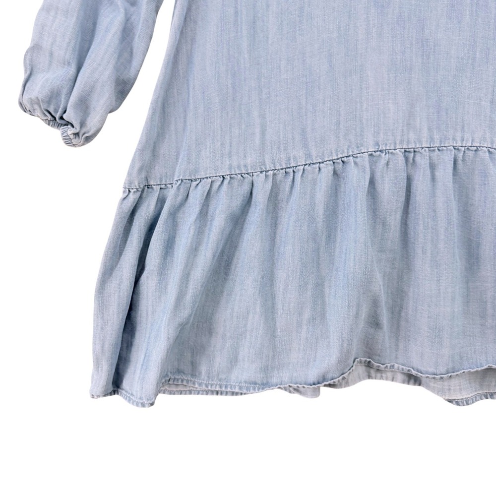 Vineyard Vines Girls Light Blue Chambray Ruffle Drop Waist Dress Size M 10-12 - Picture 5 of 10